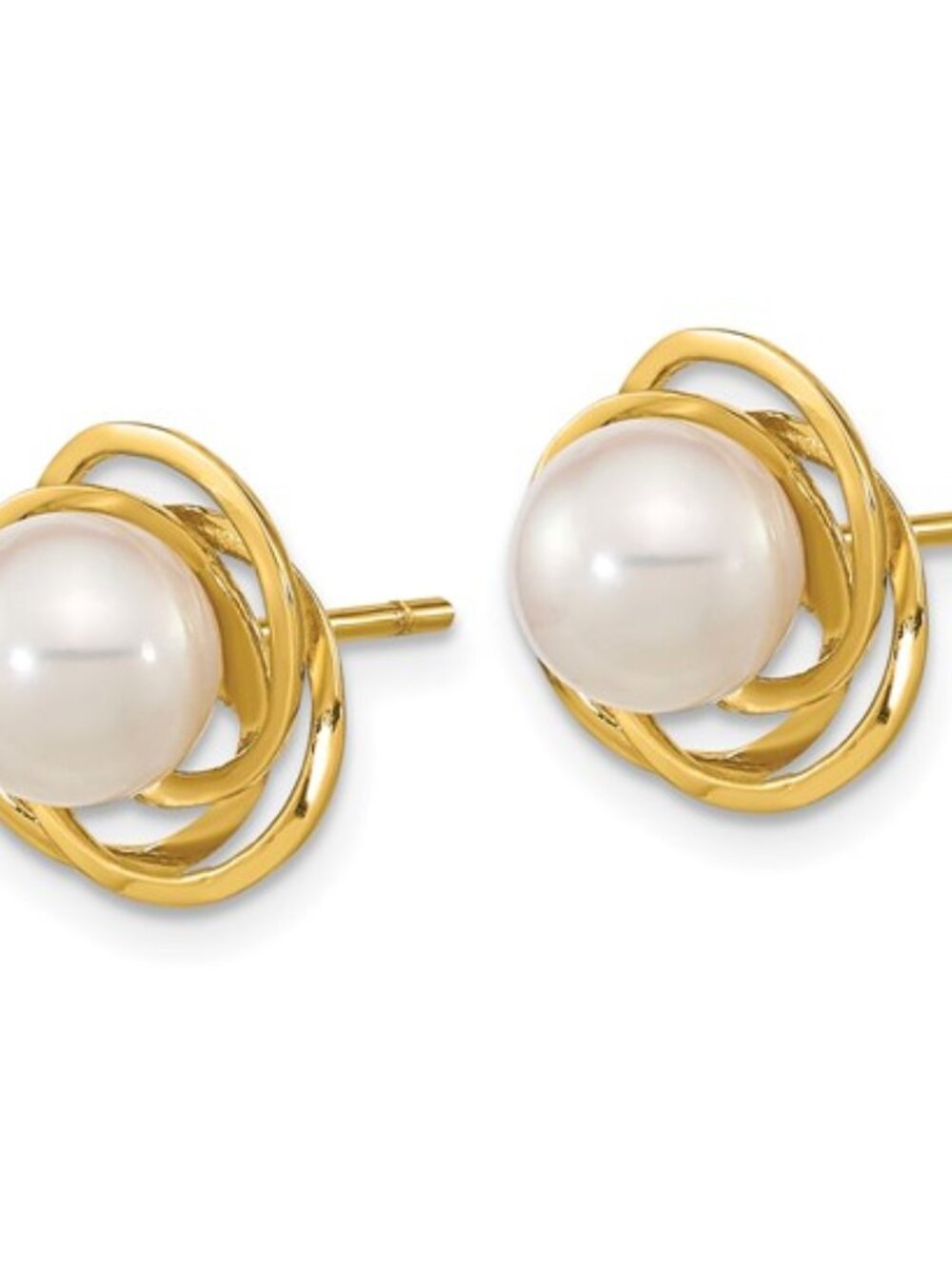 Timeless Devotion: 14K Gold Akoya Pearl Love Knot Post Earrings